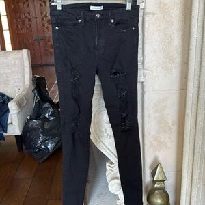 Good American Good Legs Skinny Ripped Jeans in Black Size 6/28